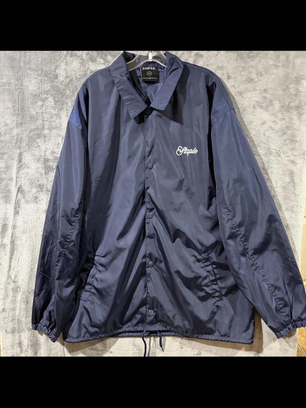 Staple Pigeon Windbreaker Jacket Nylon Coaches Navy Blue Snap Button Men’s 2XL